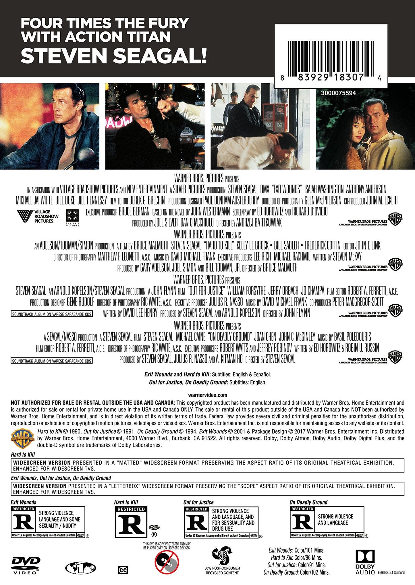 4 Film Favorites: Steven Seagal (Exit Wounds, Hard to Kill, On Deadly Ground, Out for Justice)