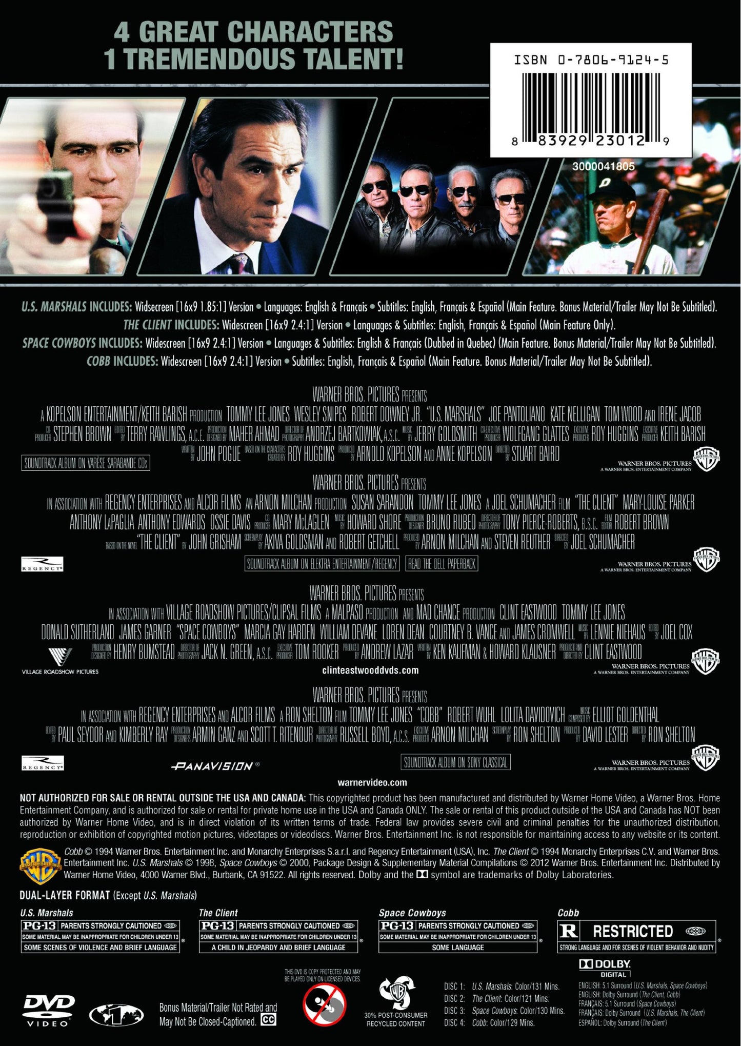 4 Film Favorites: Tommy Lee Jones (U.S. Marshals, The Client, Space Cowboys, Cobb)