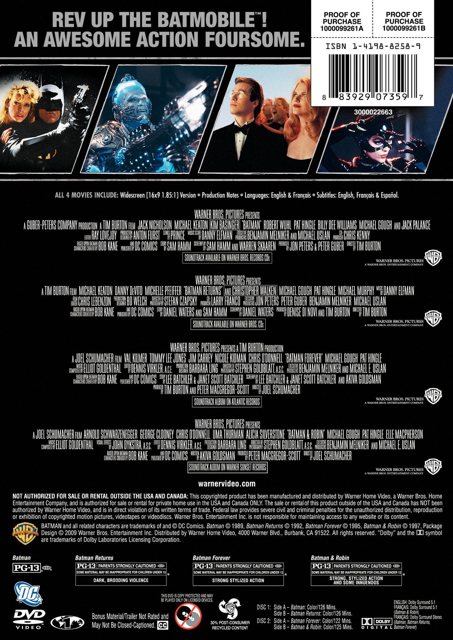 4 Film Favorites: Batman Collection (Batman / Batman Forever / Batman and Robin / Batman Returns)