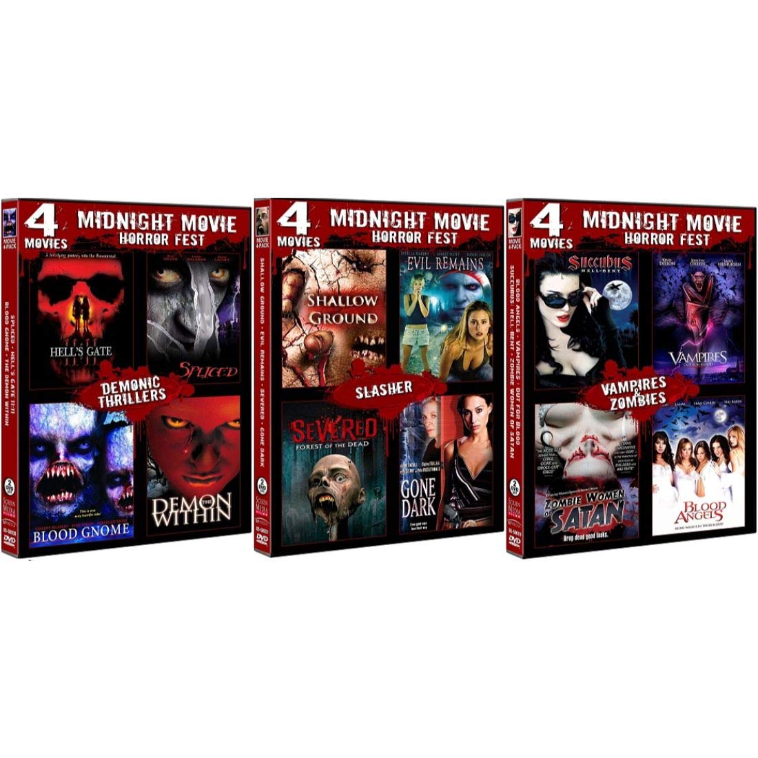 Horror (12 Movie DVD Collection): (Demon Within / Spliced / Hell's Gate / Blood Gnome / Severed / Gone Dark / Evil Remains / Shallow Ground / Zombie Women Of Satan / Blood Angels / Vampires / Succubus