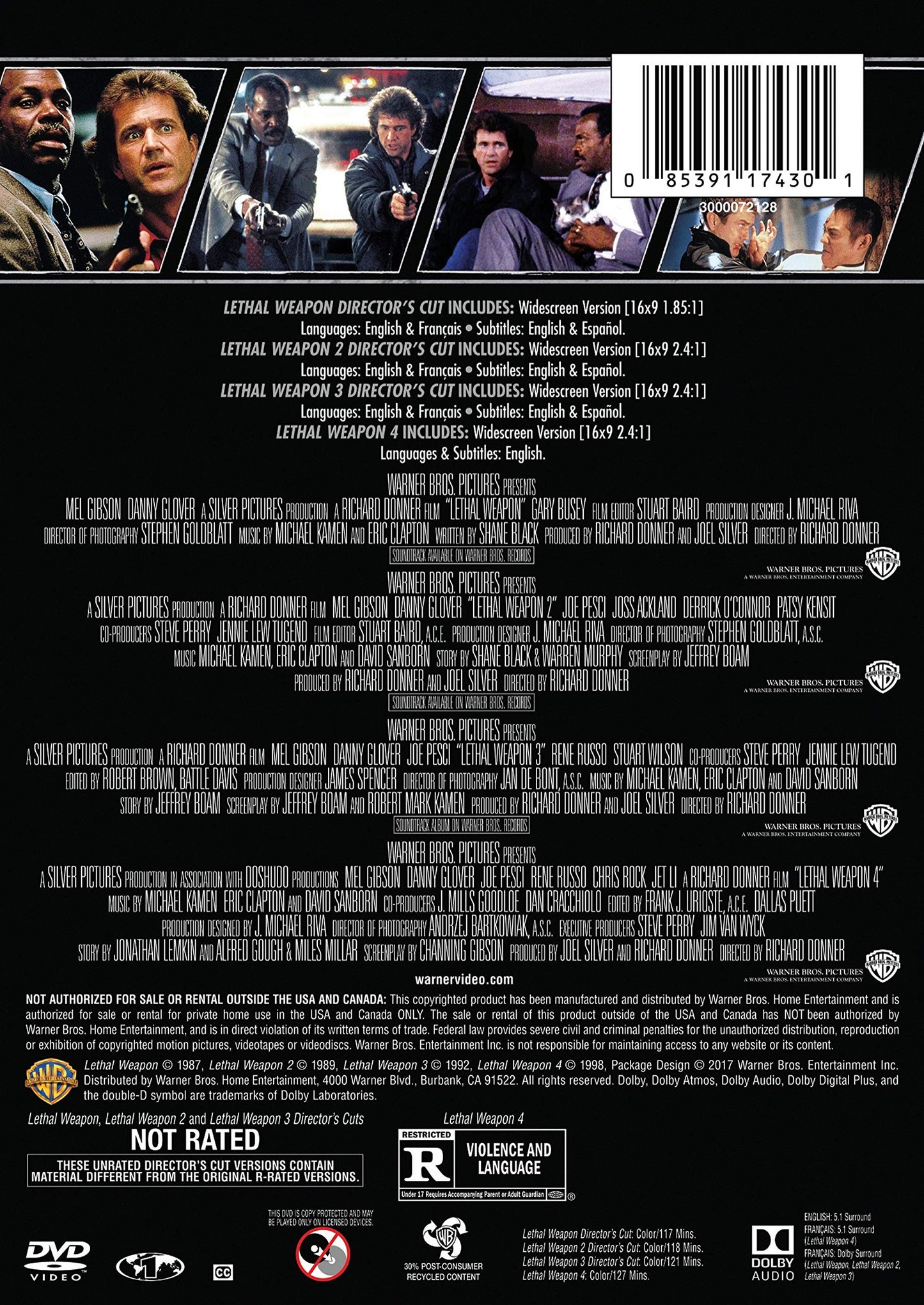 4 Film Favorites: Lethal Weapon (Lethal Weapon: Director's Cut, Lethal Weapon 2: Director's Cut, Lethal Weapon 3: Director's Cut, Lethal Weapon 4)